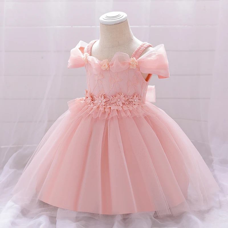 Newborn 1 Year Birthday Dress For Baby Girl Clothes Flower Christening Princess Dress One Shoulder Girls Party Gown Vestidos