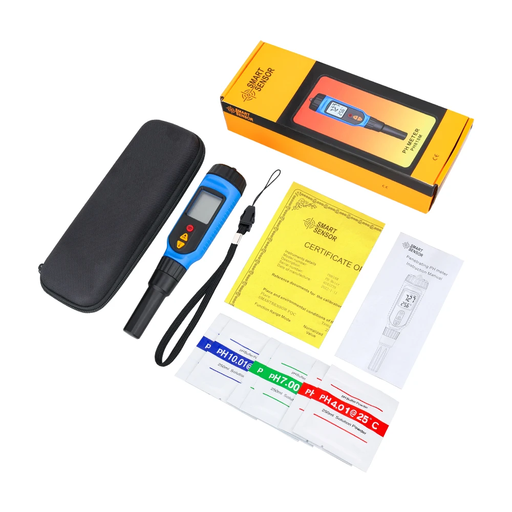 Digital Penetration PH Meter Dough Meat Vegetable Fruit Sauces Semi-solid PH Tester Acidimeter with Temperature Measurement