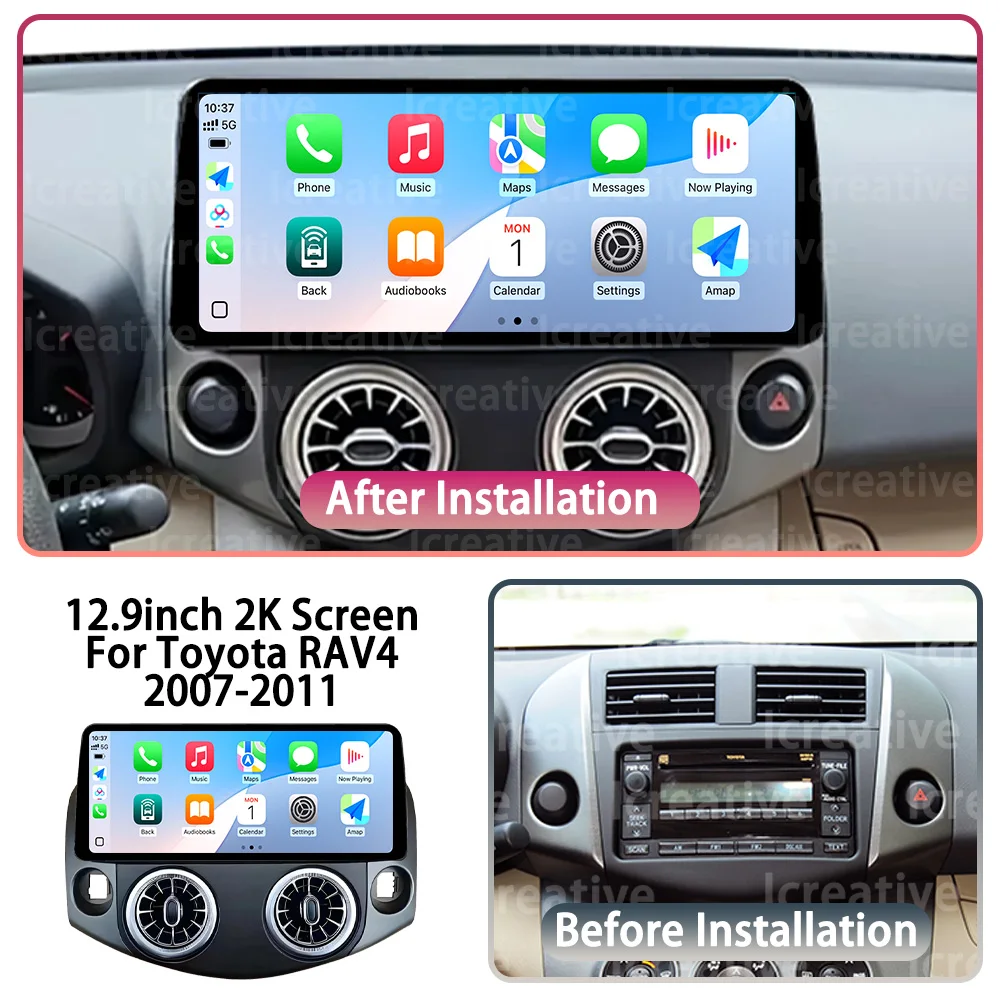 Android 13 Car Radio For Toyota RAV4 RAV 4 2007-2011 Intelligent System Wireless Carplay Auto Radio Multimedia Player BT HU Navi