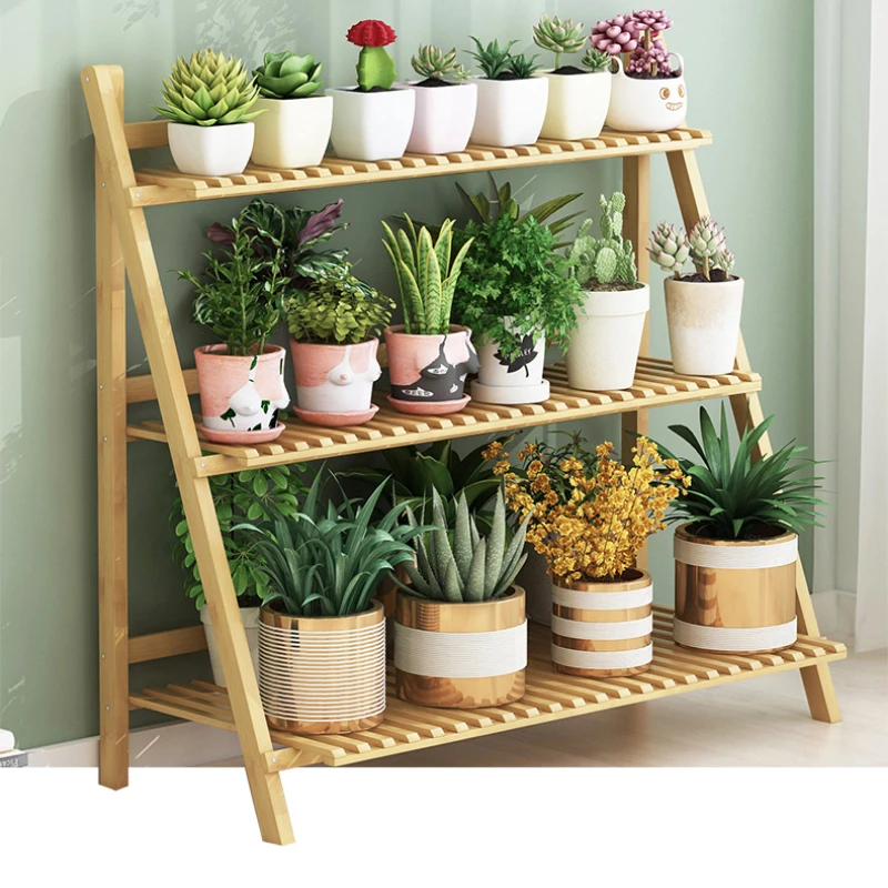 3 Tier Bamboo Plant Pot Shelf Ladder Garden Rack Indoor/Outdoor Flower Display Holder Storage Solution Tiered Plant