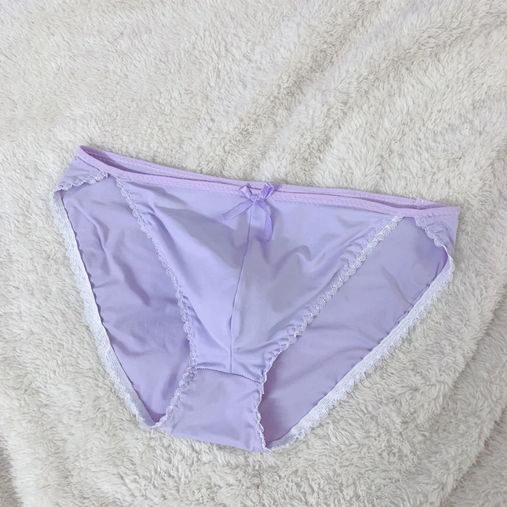 Sexy U Convex Briefs Men Underwear Ice Silk Sheer Bulge Pouch Bikini Brief Thongs Porn Underpants Scrotum Bulge Panties