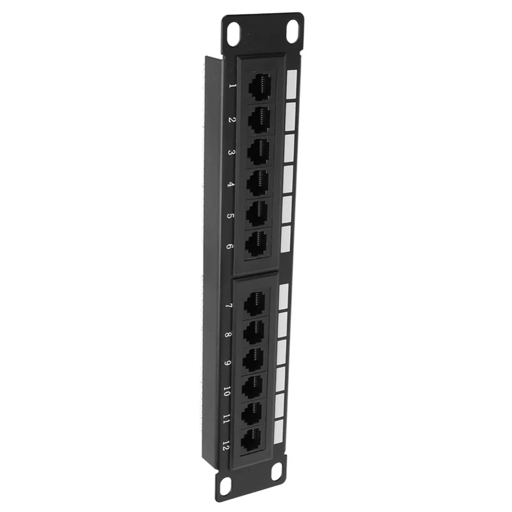 12-Port UTP Patch Panel Without Bracket 10 Inch Wide Cable Rack 1U CAT6 RJ45 Ethernet Network Data Patch Panel Gigabit Ethernet