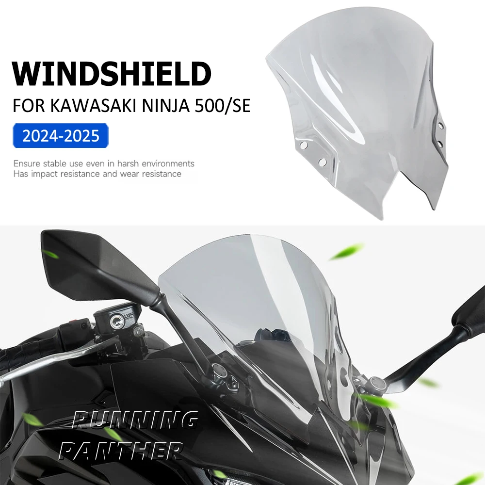 Motorcycle Accessories Windscreen Windshield Wind Shield Screen Deflector Protector For Kawasaki NINJA500 Ninja 500 SE 2024 2025