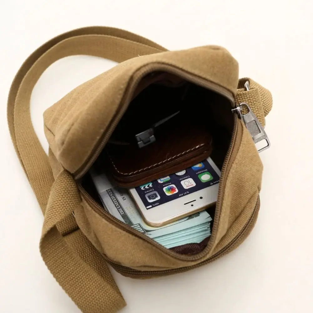 

Storage Bag Canvas Polyester Men Chest Bag Multifunctional Khaki Black Brown Waist Bag Large Capacity Male Shoulder Bag Unisex