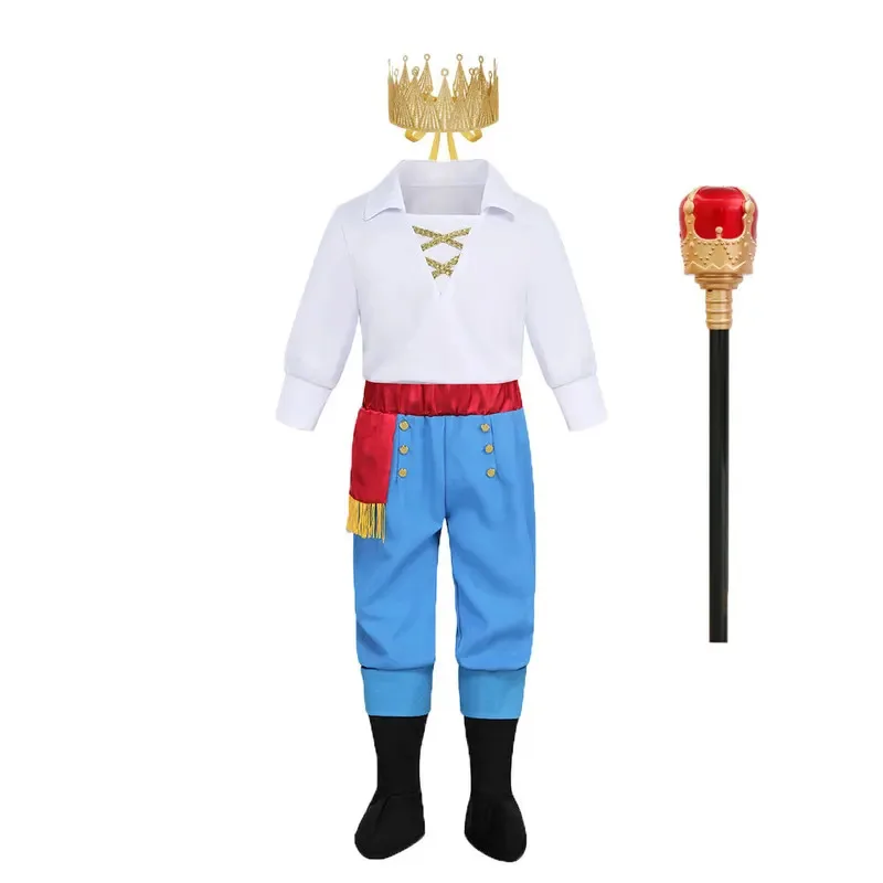 

Boys Halloween Prince Eric Costume Kids Anime Cartoon Mermaid Prince Role Play Outfits