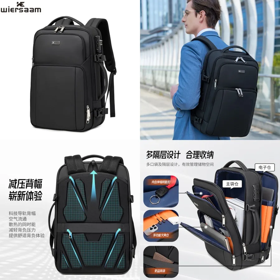 

【Новый стиль】Новый высококачественный деловой рюкзак для мужчин, водонепроницаемый, большой вместимости, многофункциональный, для деловых поездок, с защитой от повреждений.