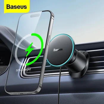 מעמד ומטען אלחוטי מגנטי מהיר לרכב Baseus