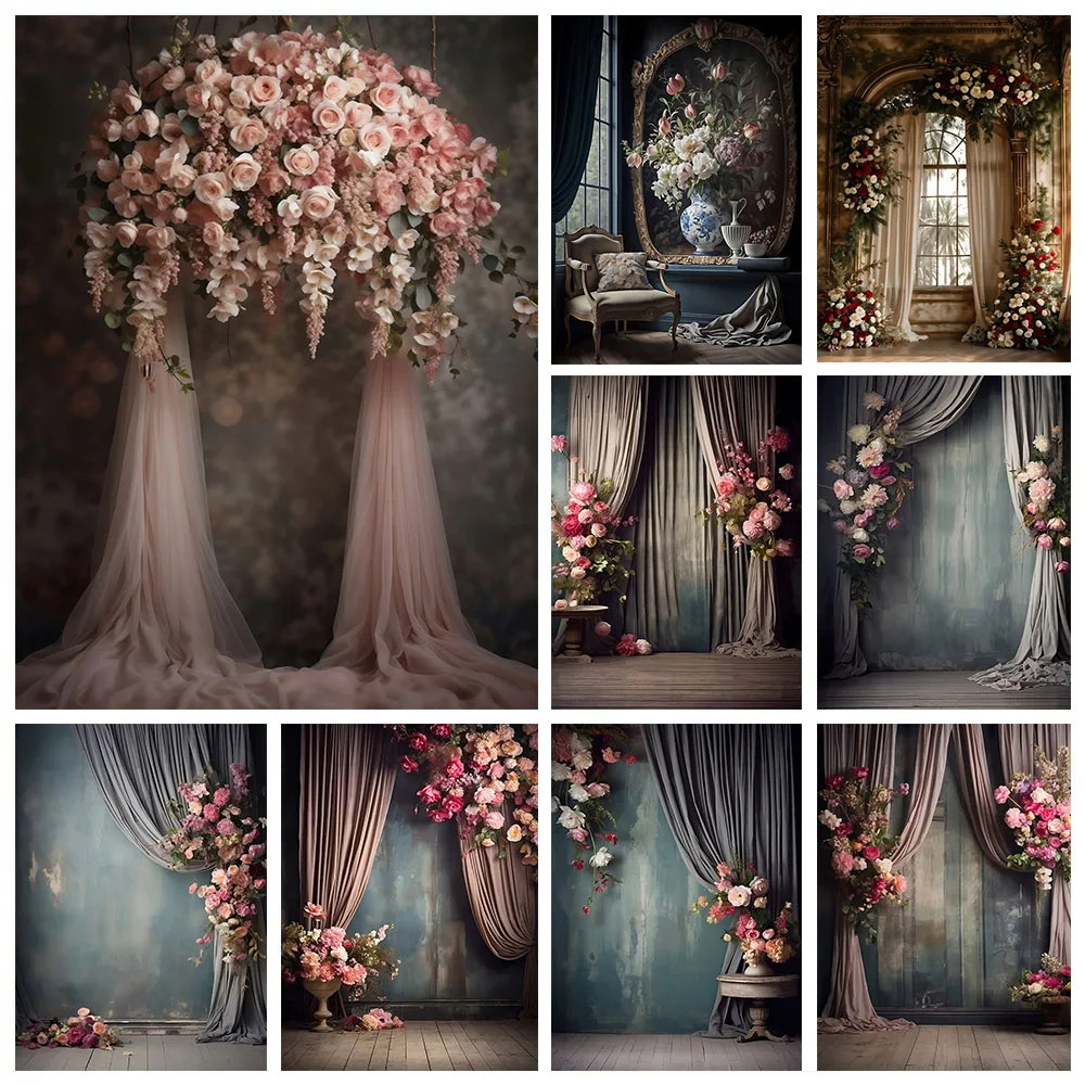 Mehofond Photography Backdrop Indoor Flower Curtain Room Princess Maternity Birthday Background Floral Wedding Decor Photozone