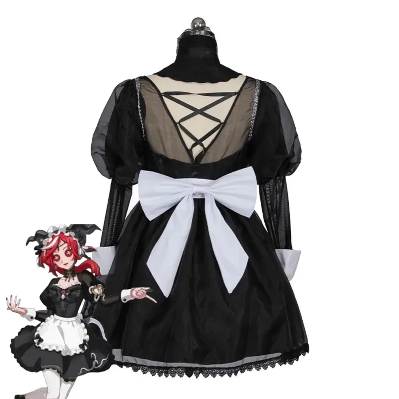 أنيمي لعبة الهوية الخامس فيونا جيلمان الكاهنة تأثيري حلي فساتين خادمة سوداء شعر مستعار امرأة مثير لطيف حفلة الهالوين الزي if;3