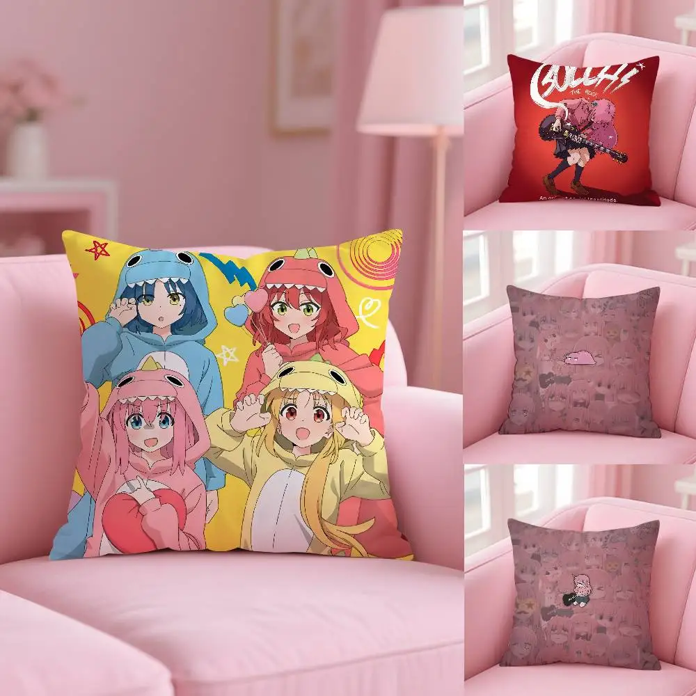 

Anime Cute B-Bocchi the R-Rock Pillow Case Anti-dustmite Pillowcase Invisible zipper silky short plush Sofa cushion cover