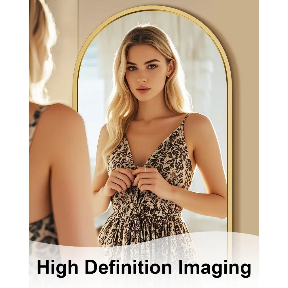 Floor Mirror Full Length - Arched Stand Mirror for Bedroom, Living Room, or Cloakroom - Large Wall Mirrors for Full Body Reflect