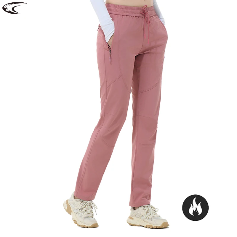 

LNGXO Women Winter Fleece Pants Waterproof Warm Pants Hiking Camping Climbing Trekking Skiing Outdoor Sports Soft shell Trousers