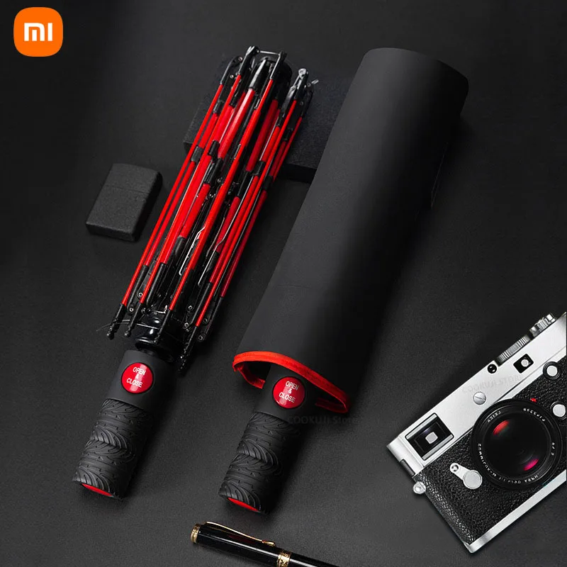 New Xiaomi Full Automatic Business Umbrella Three Folding Male Female Parasol Umbrella Rain Women Windproof Luxury Umbrella Men