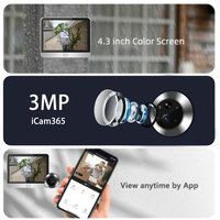 3MP Icam365 Peephole Door Camera Smart Home 4.3 Screen Night PIR wifi Phone wireless Security-protection for Smart home