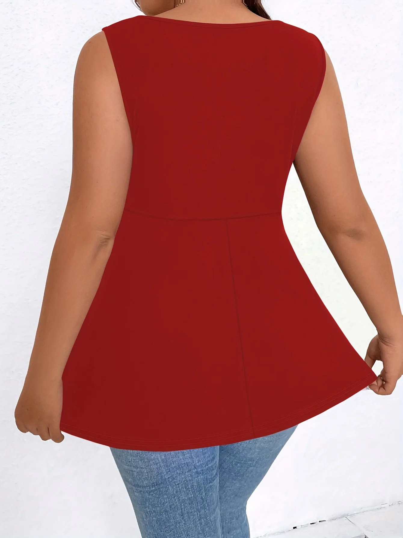 Elegantes Plus-Size-Oberteil für Damen mit quadratischem Ausschnitt und Raffungen für mühelosen Stil – Detail 5