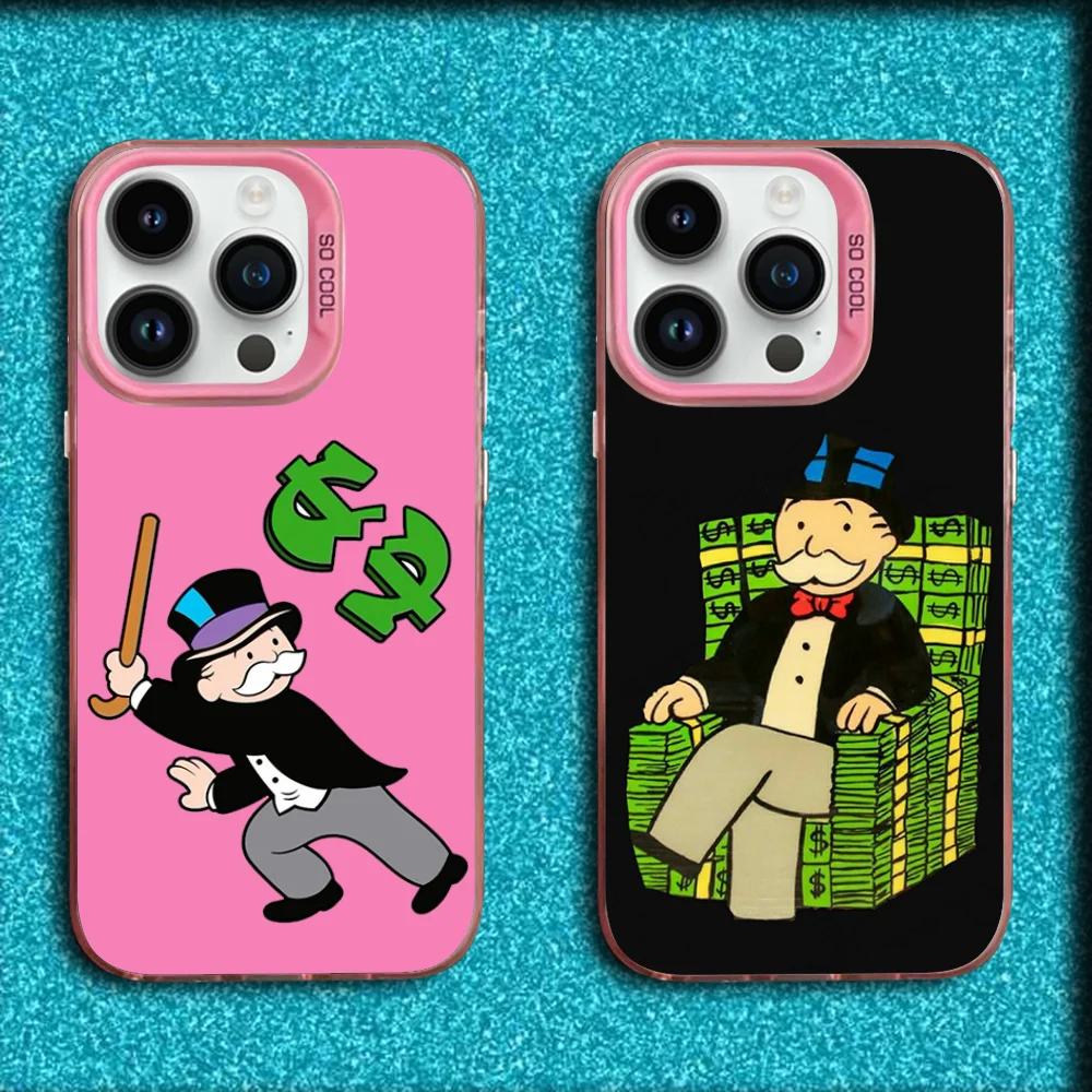 

Dollar Alec Monopoly Man Phone Case For iPhone 16,15,14,13,12,11,Mini,Pro,MAX Pink Matte Silicone Cover