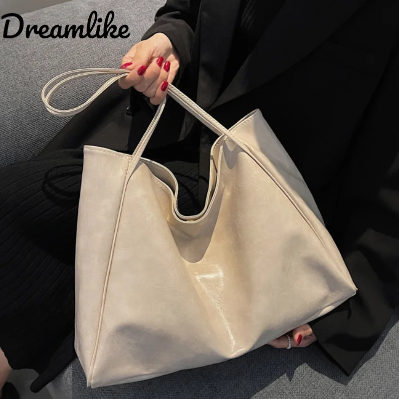 

Women Tote Bag Fashion Underarm Pouch Large Capacity Soft PU Leather Shoulder Bag Retro Crossbody Bag Casual Portable Bucket Bag