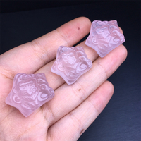 3PCS Natural Rose Quartz Fox Fairy Star Pendant Creative Ornament Special Gift Jewelry Decoration Gift 25MM