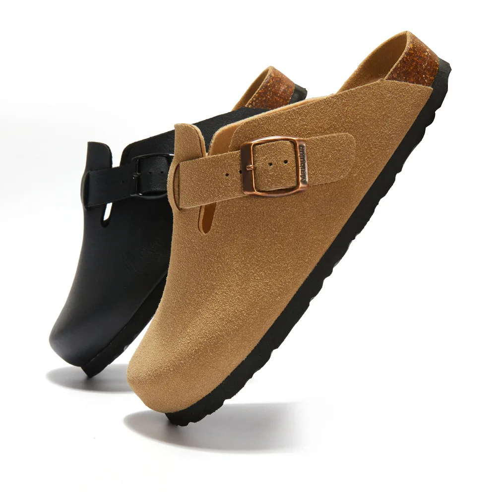 

19 Color Baotou Men's Cork Slippers Men Women Mary Jane Frosted Leather Cork Slippers Slippers Men's Sandals Men Shoes