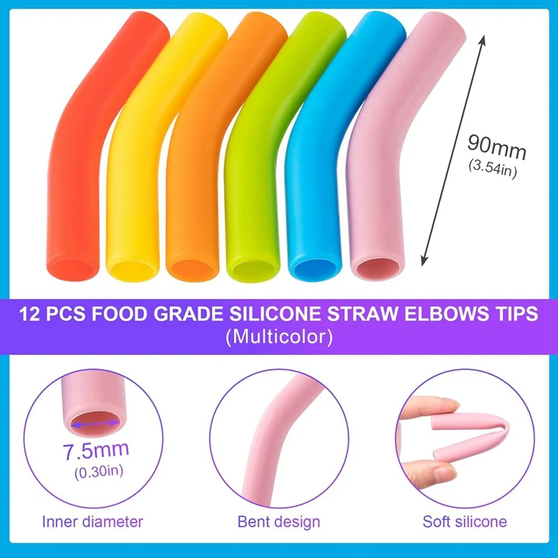 Silicone Straw Tips Reusable Straw Replacement Tip For 8MM Outdiameter Wide Stainless Steel Metal Straws