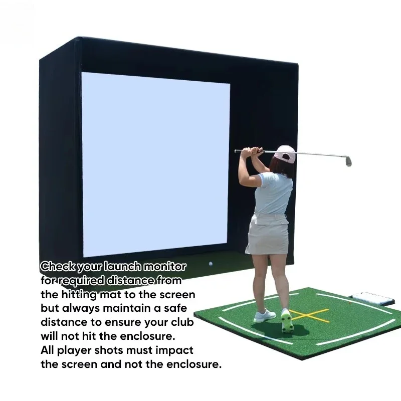 Golf Simulator Enclosure Nets 10x9ft with HD Impact Screen and Aluminum Frame Indoor Golf Practice Cage Hitting Net view 4
