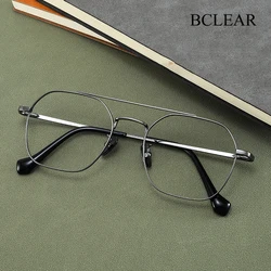 BCLEAR Unisex Classic Retro Eyelasses Optical Frame Luxury Double Bridge Prescription Spectacle Eyewear Titanium Ultra-light