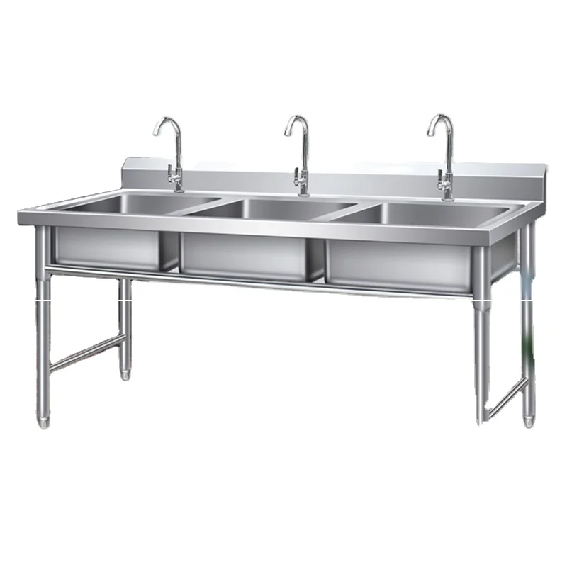 Factory Supply Unique Commercial Triple Stainless Steel 201 Sink Table Kitchen Catering Sink for Restaurant