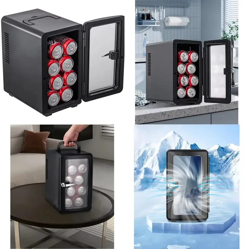 9L Portable Mini Refrigerator Compact Low Noise Small Beverage Cooler for Bedroom Dorm Office Skincare Products