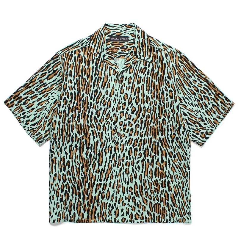 Trend Latest WACKO MARIA Mens Womens Hip Hop 25SS Leopard Hawaiian Short Sleeve Shirt Fashion Loose Casual Tops