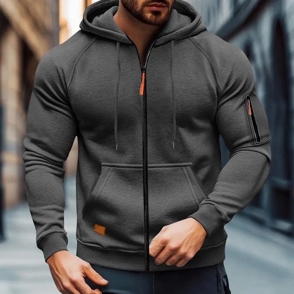 Athletic Fall Winter Jacket Men's Athletic Zip-up Hoodie Lightweight Long Sleeve Casual Jacket with Zipper Pockets Fall Winter