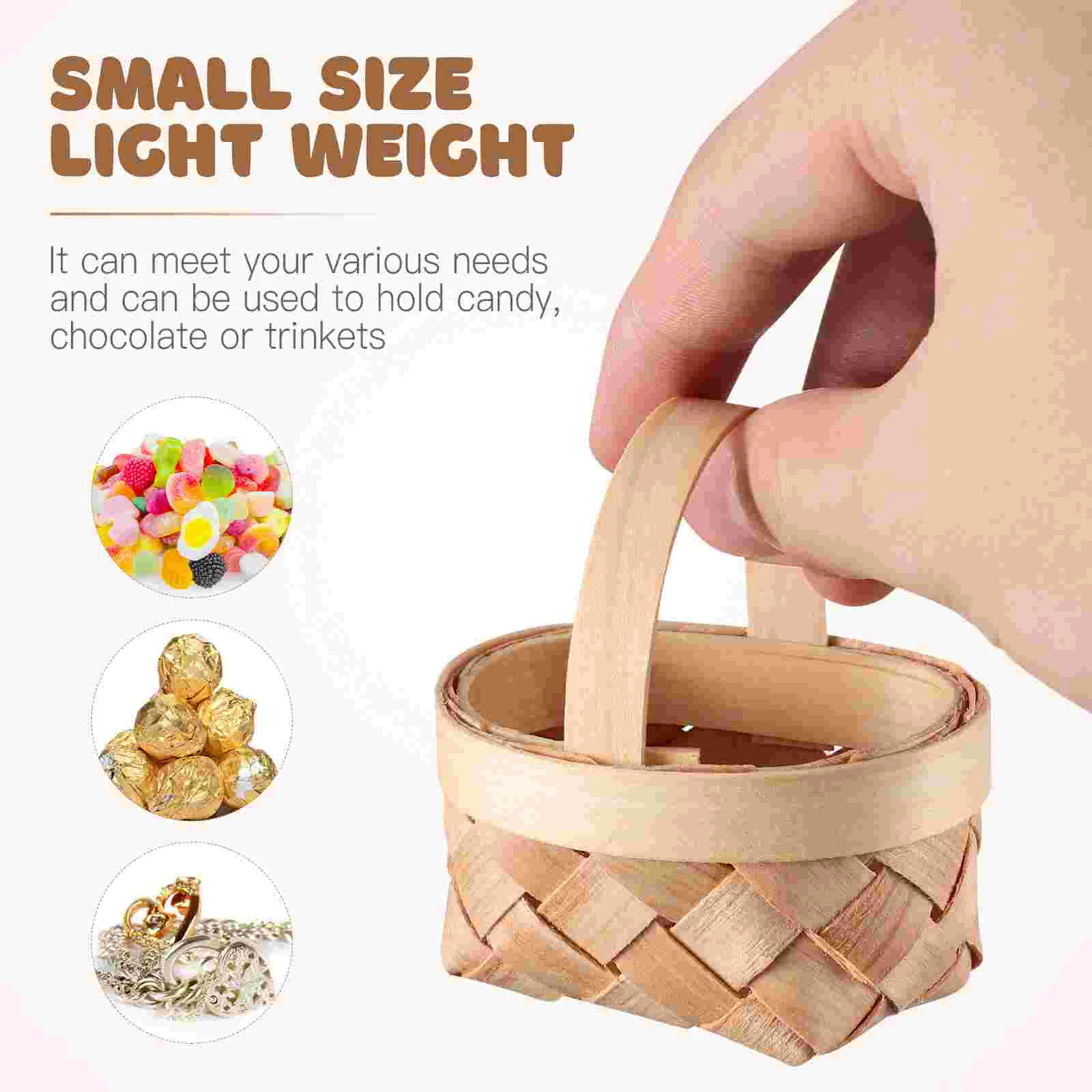 12 Pcs Hamper Woven Basket Mini Candy Baskets Wood to Weave Wooden Small Gift Baby