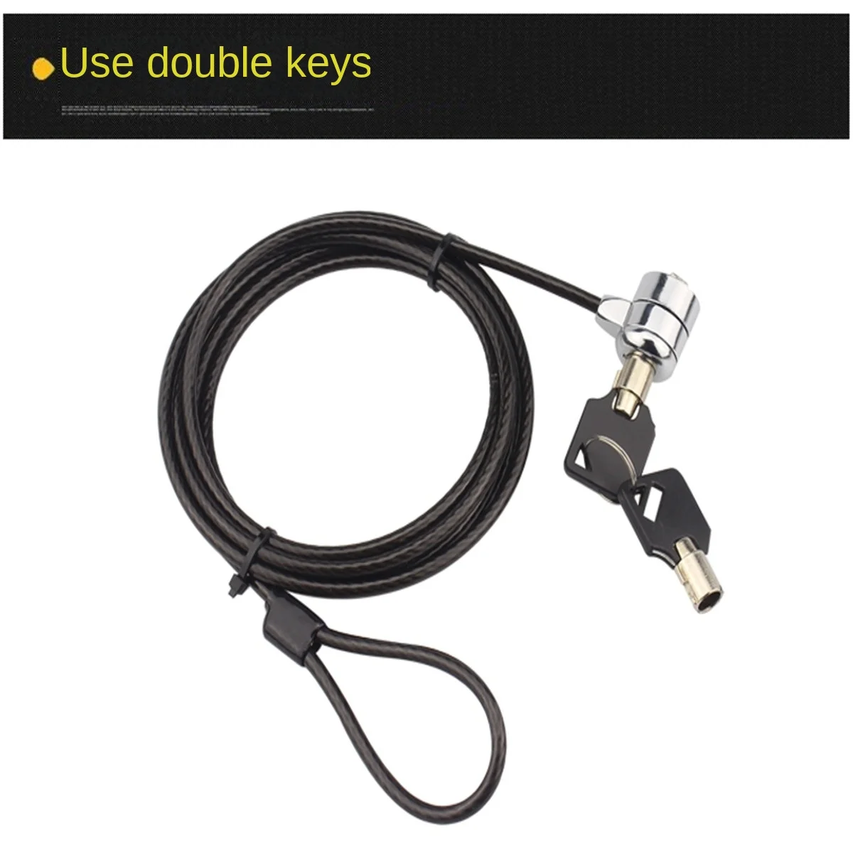 Laptop Lock Zinc Alloy Security Key Lock 3 * 7 Standard Hole High Quality Black High Carbon Steel Rope 2 Meters