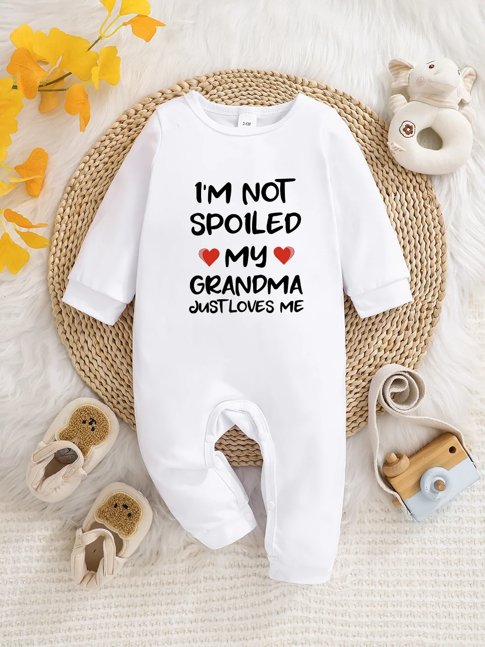 2026 New Arrival: Long-Sleeved Baby Bodysuit with Fun Letter Print, Button Design, Easy Care, Suitable for New Parents