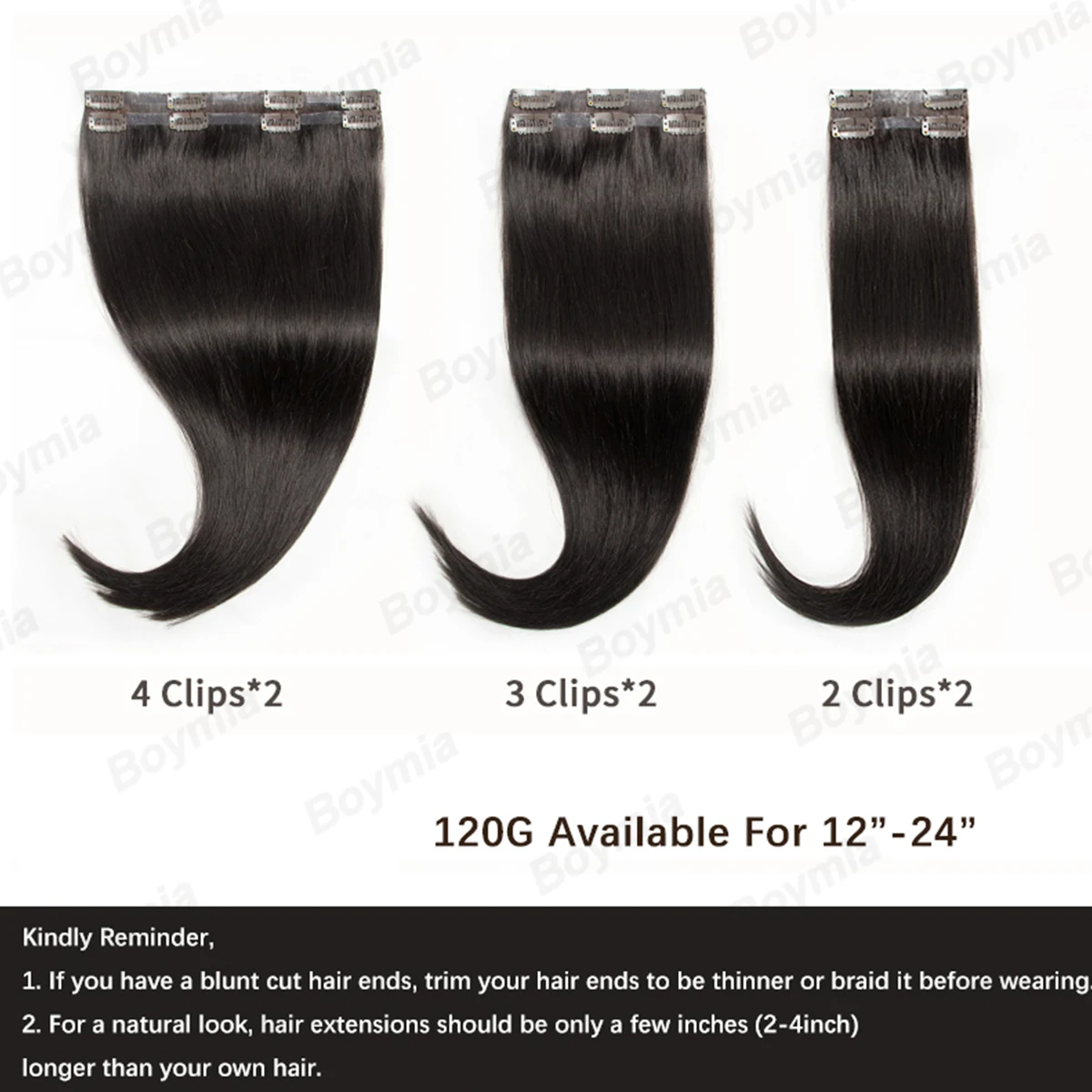 بو سلس كليب في شعر مستعار بشري جلد مسطح لحمة كليب في ملحقات آلة ريمي الطبيعية 6 قطعة 12-24 بوصة 120 جرام كليب Ins #3