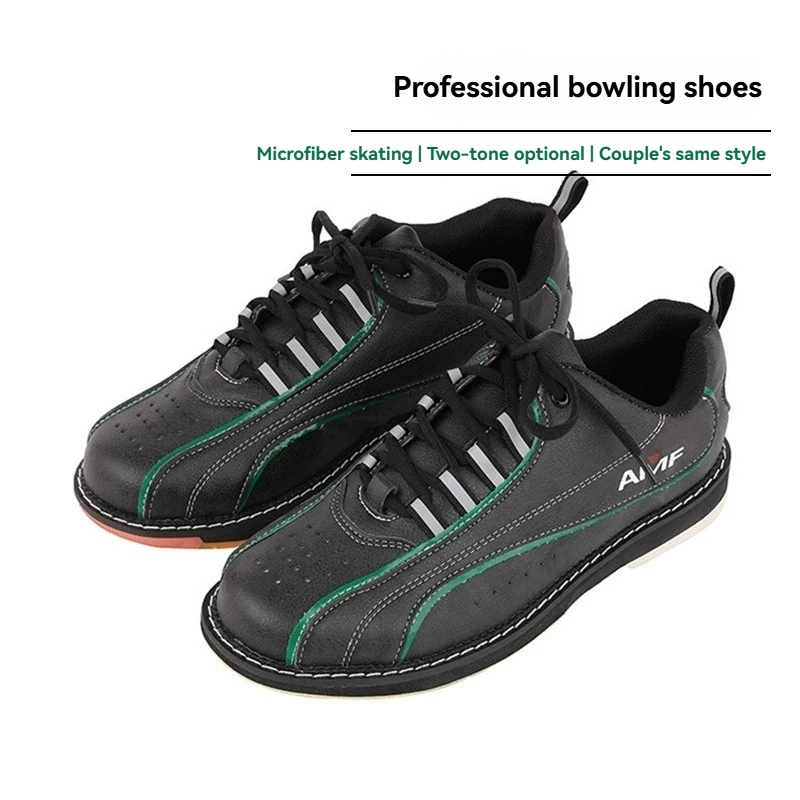 Premium Bowling Shoes - Men & Women's, PU Leather Breathable, Anti-Slip/Durable Cushioned Rubber Sole + Ultra-Fiber Sliding Base