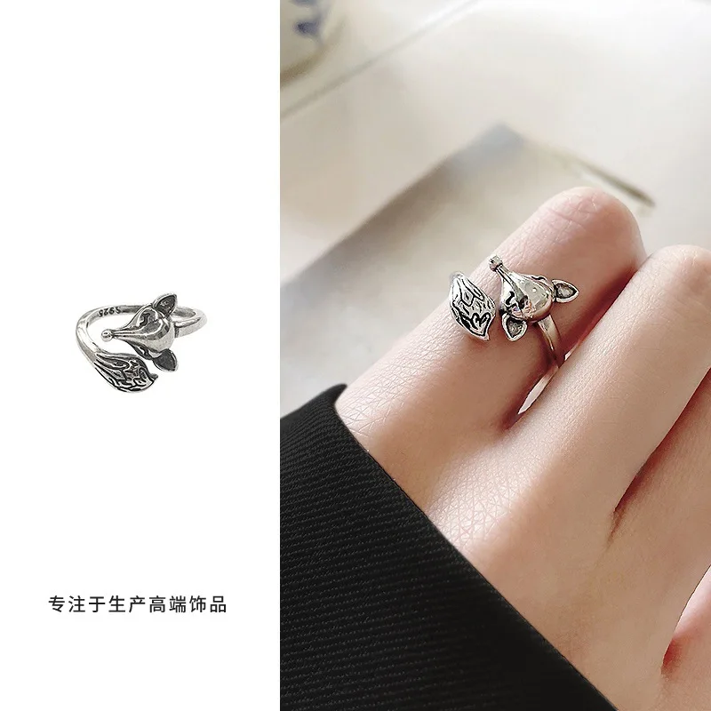 Luochen Retro Vintage Fox Ring with Adjustable Opening, Niche Design, Delicate Luxury, High-end Feel, Versatile Finger Ring