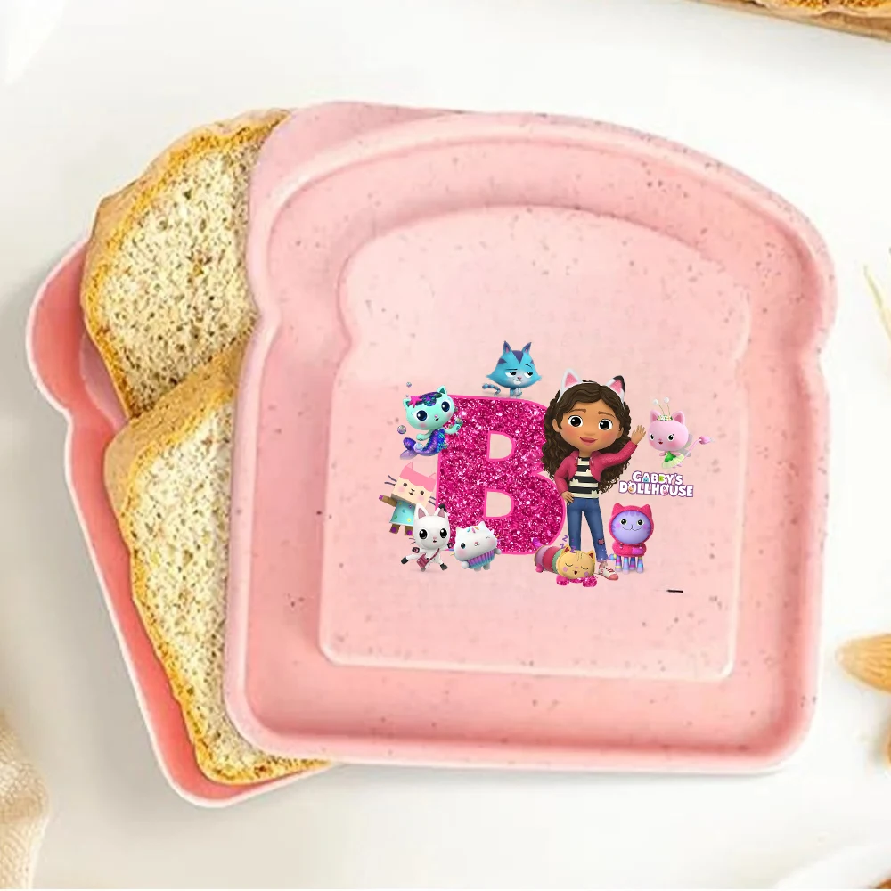 

Gabby Dollhouses Letters Print Sandwich Container Toast Shaped Portable Girls Lunch Box Silicone Cute Bento Box Pink Lunch Case