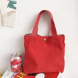 Bolso de mano pequeño de lona para mujer, bolsa de almuerzo de Color sólido, bolso de Compras de moda, bolso de tela Personal para oficina, bolso de comida Bento