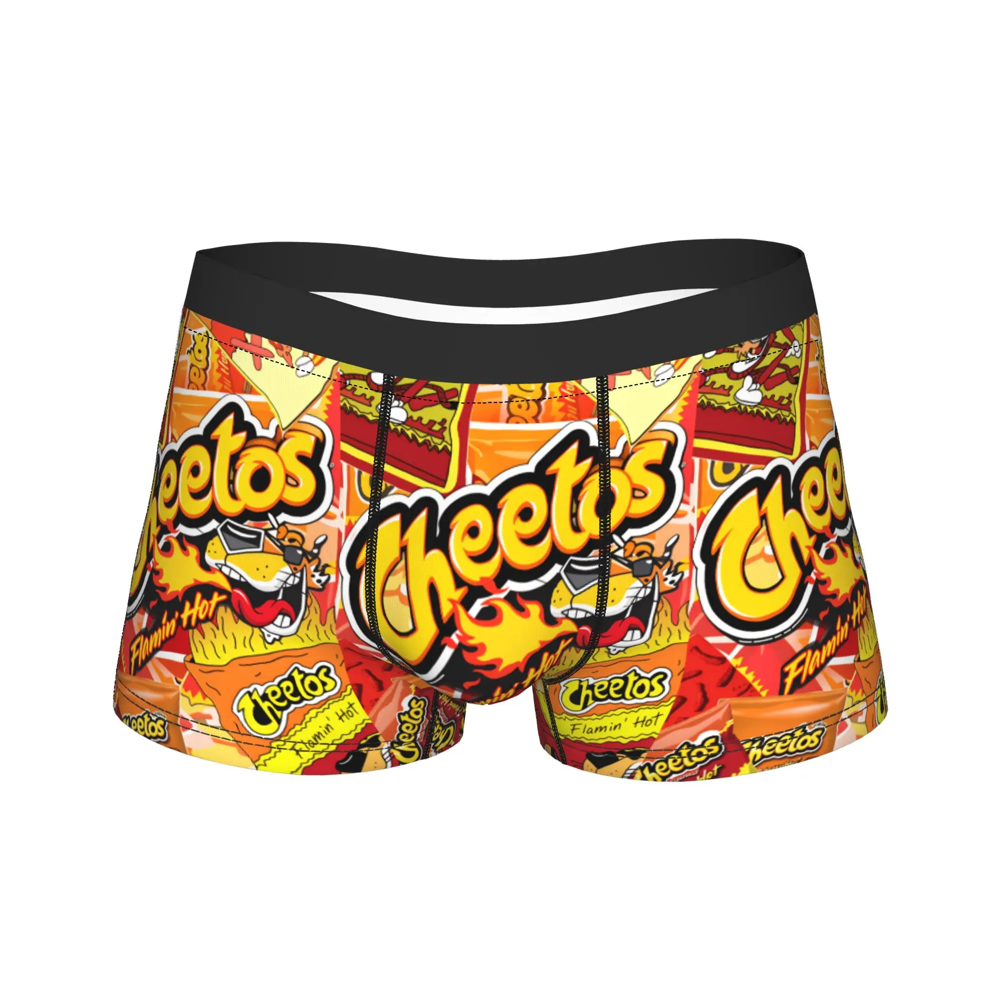 Calzoncillos bóxer de dibujos animados Cheetos Hot Snack para hombre, suaves, a la moda, con estampado, talla grande