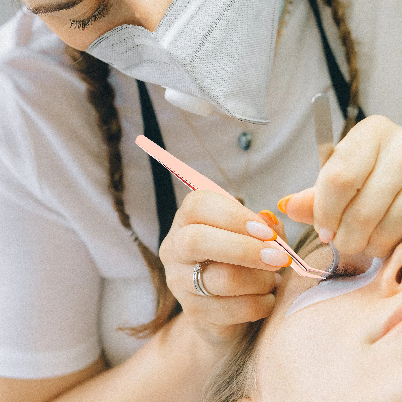 4pcs แหนบขนตาสแตนเลสสตีลชุดเครื่องมือแต่งหน้า Dolphin รูปโค้ง Lash Extensions อุปกรณ์เสริม