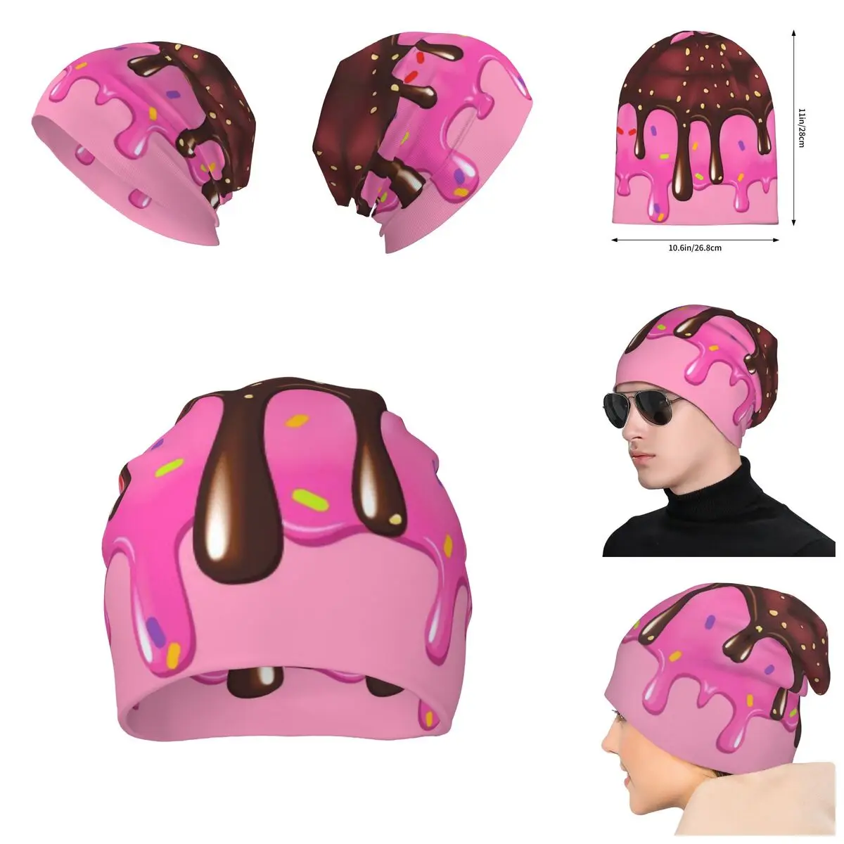 

Multiple options Nutty Chocolate Ice Cream Waffle Unisex locomotive 3D print Beanies Hat For Men And Women Outdoor Hat