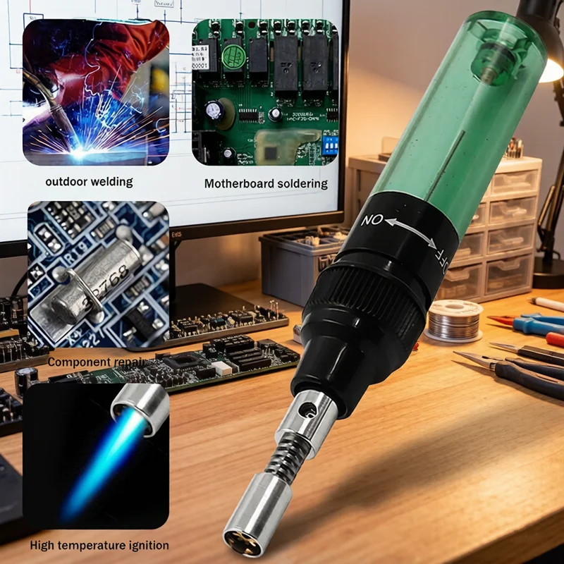 Kit de Soldadura Portátil de Gas Butano 1300 ℃ Antorcha de soldadura inalámbrica con punta de soldador para reparación electrónica