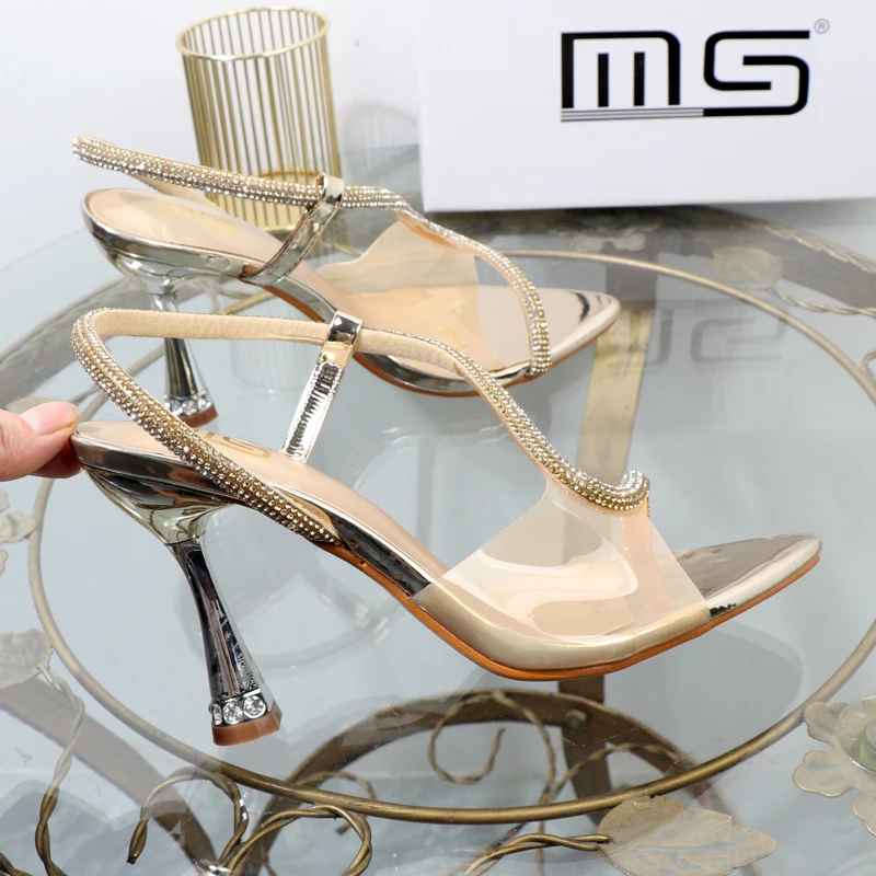 2023 spiczaste cyrkonie z buty na obcasie przezroczystymi paskami do noszenia damskich butรณw eleganckie buty na obcasie jesienne sandaลy na obcasie