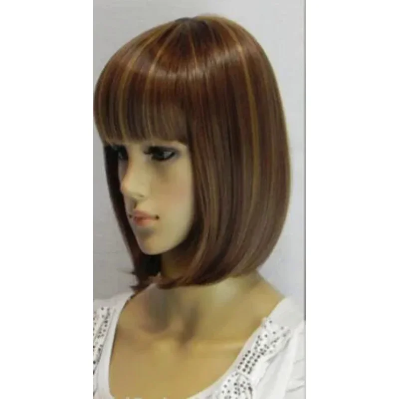 Peruca LL-lindo cabelo sintético marrom, meio misto, novo estilo, bonito