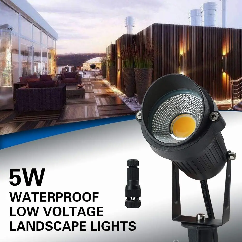 8 Pack with Connector 7W Low Voltage LED Landscape Lights,12V/24V AC/DC,Outdoor Lawn Tree Flag Spotlights with Spike Stand