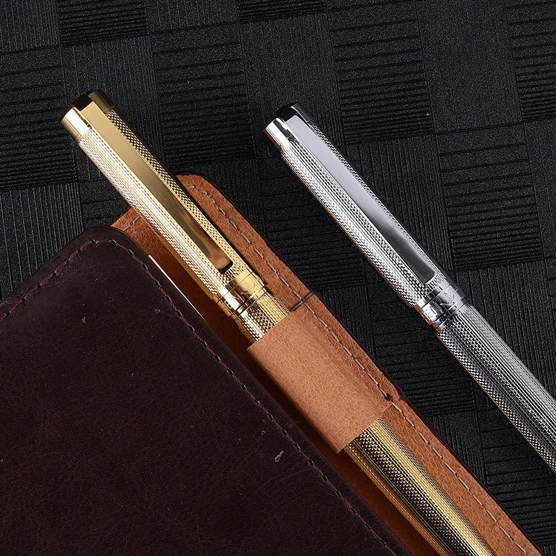 Luxury Gold Silver Plating Metal Ball-point Pen Office School Stationary Business Signature Ballpoint Pens Hotel Gift