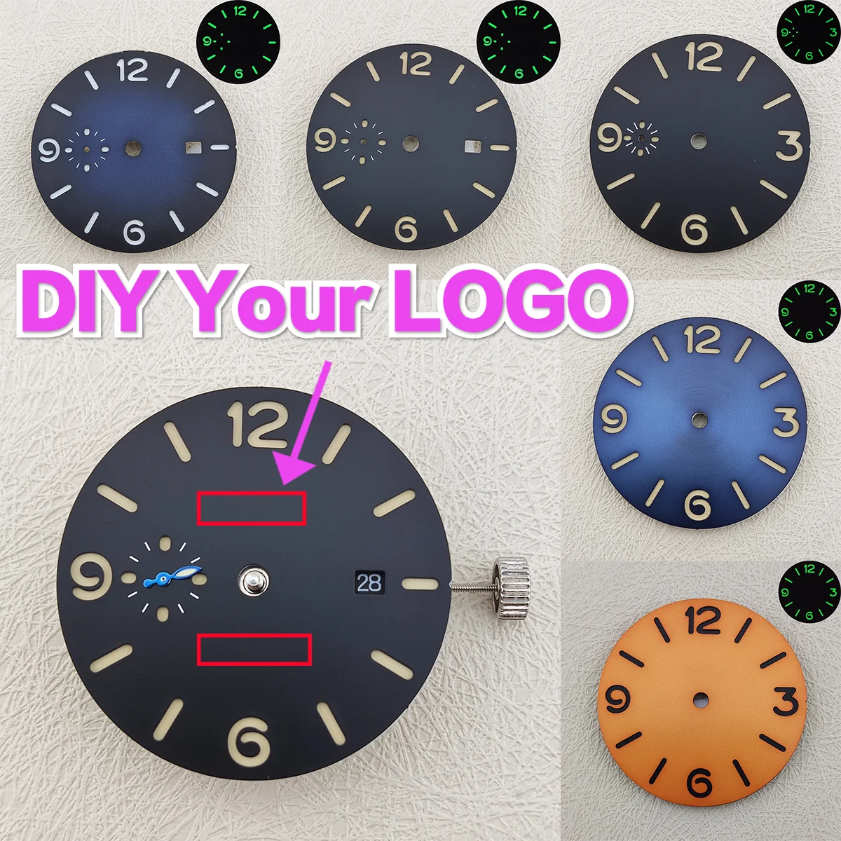 38.8mm Watch Dial Custom Logo Green Glow Dial Watch Accessories Suitable For ETA 6497/ST3600 Mechanical Manual Watch Movement