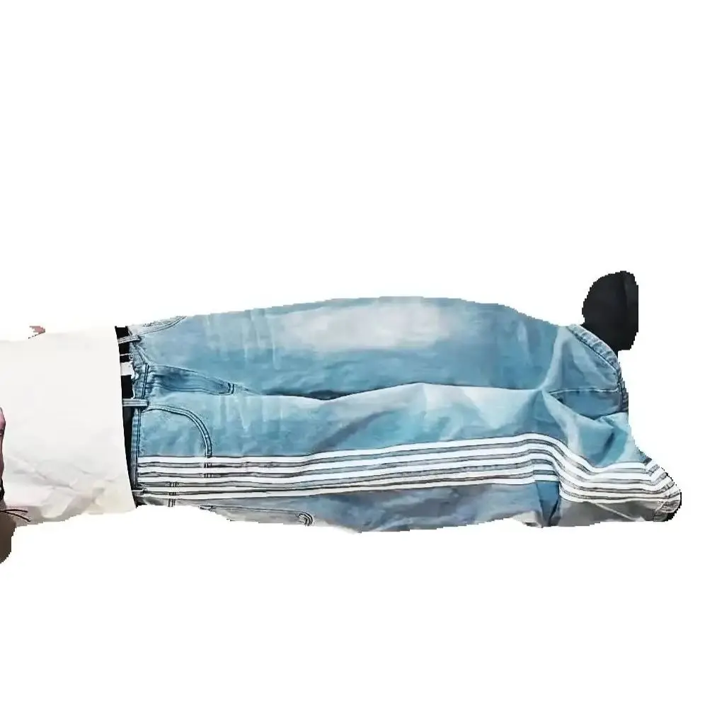 

Американская ретро модная уличная одежда мужские Harajuku полосатые джинсы Y2K High Street хип-хоп панк повседневные прямые брюки с высокой талией женские