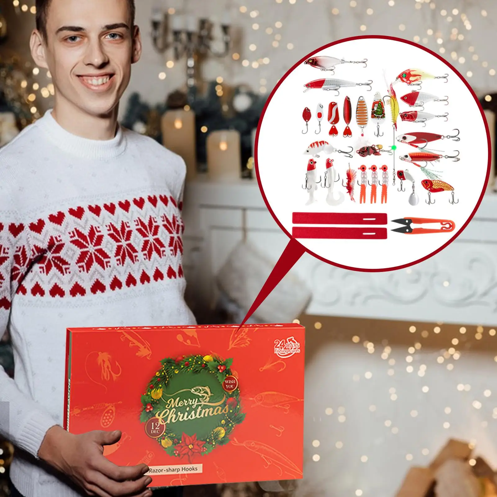 

Рыболовный календарь обратного отсчета, набор рыболовных приманок, реалистичные рождественские приманки с блестками для щуки, судака, сома, карпа, рыболовника, пресной воды