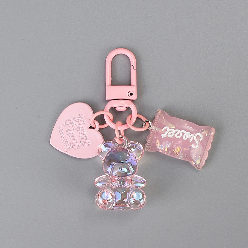 Bling Heart Animal Candy Keychain Key Ring For Friend Lovers Cute Creative Bag Car Earphone Box Key Accessories